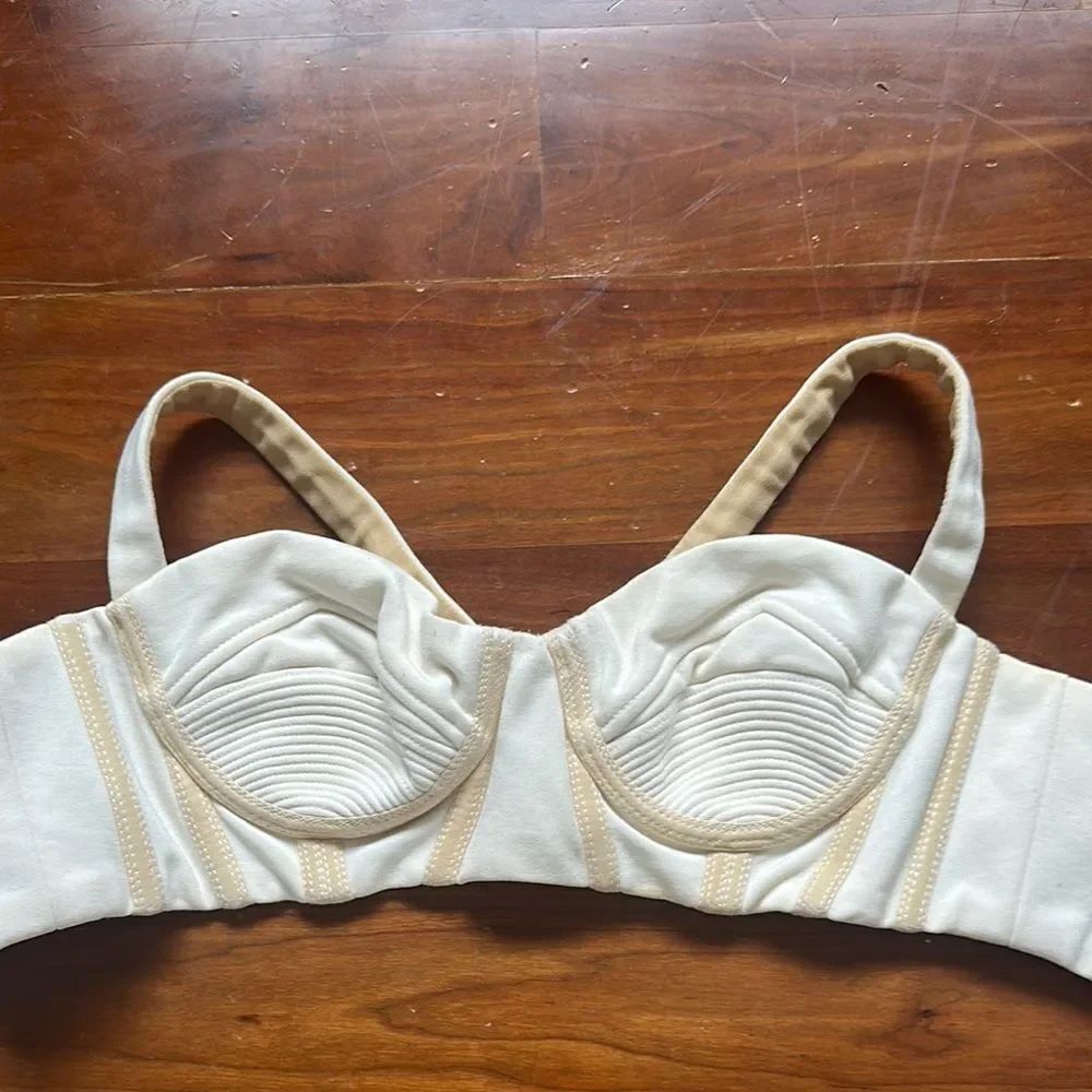 Versace Cream Bustier with Structured Design
